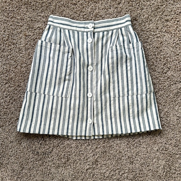 Oak + Fort Striped Linen Blend Skirt - Picture 3 of 10